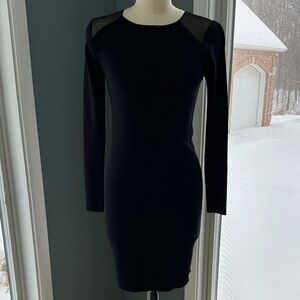 Zara Knit long sleeve dress with semi sheer shoulder detail NWT